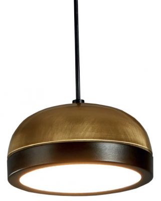 Nahaufnahme der Tooy Molly Pendelleuchte: Goldene Kuppel mit warmem Licht, moderne Hängelampe.